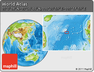 Physical Location Map of the Area around 15° 17' 31" N, 114° 49' 29" E