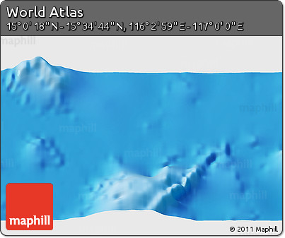 Physical 3D Map of the Area around 15° 17' 31" N, 116° 31' 30" E