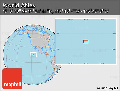 Gray Location Map of the Area around 15° 17' 31" N, 117° 13' 29" W
