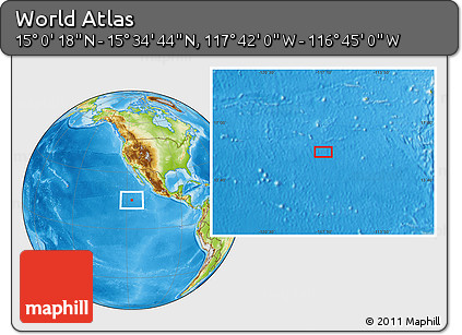 Physical Location Map of the Area around 15° 17' 31" N, 117° 13' 29" W