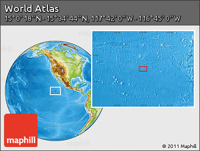 Physical Location Map of the Area around 15° 17' 31" N, 117° 13' 29" W
