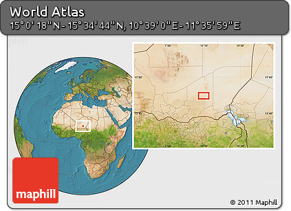 Satellite Location Map of the Area around 15° 17' 31" N, 11° 7' 30" E