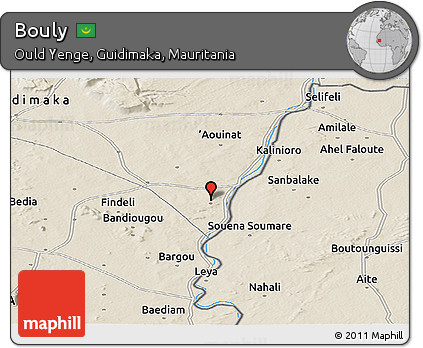 Shaded Relief Panoramic Map of Bouly