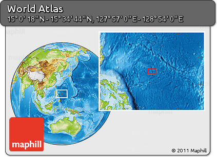 Physical Location Map of the Area around 15° 17' 31" N, 128° 25' 30" E
