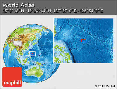 Physical Location Map of the Area around 15° 17' 31" N, 128° 25' 30" E