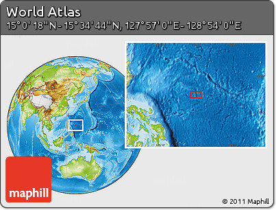 Physical Location Map of the Area around 15° 17' 31" N, 128° 25' 30" E