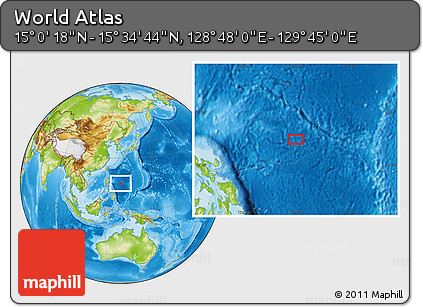 Physical Location Map of the Area around 15° 17' 31" N, 129° 16' 30" E