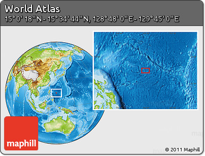 Physical Location Map of the Area around 15° 17' 31" N, 129° 16' 30" E