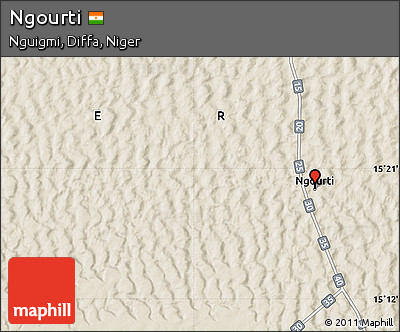 Shaded Relief Map of Ngourti