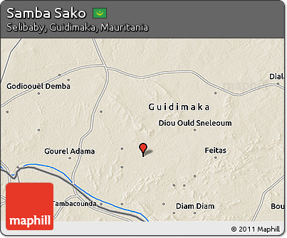 Shaded Relief 3D Map of Samba Sako