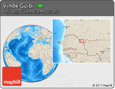 Shaded Relief Location Map of Vindé Guibi