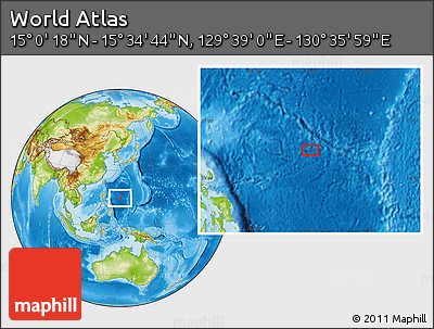 Physical Location Map of the Area around 15° 17' 31" N, 130° 7' 30" E