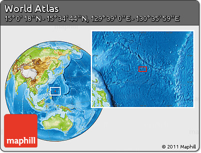 Physical Location Map of the Area around 15° 17' 31" N, 130° 7' 30" E