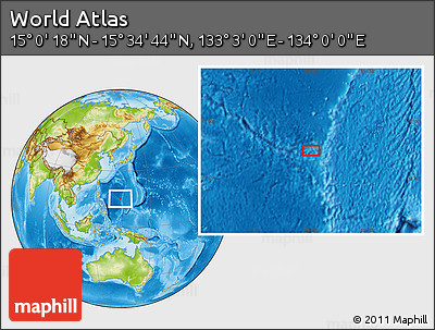Physical Location Map of the Area around 15° 17' 31" N, 133° 31' 30" E