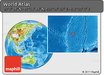 Physical Location Map of the Area around 15° 17' 31" N, 136° 4' 29" E