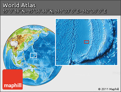 Physical Location Map of the Area around 15° 17' 31" N, 142° 1' 30" E