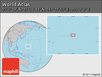 Gray Location Map of the Area around 15° 17' 31" N, 149° 40' 30" E