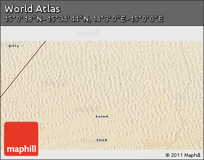 Satellite 3D Map of the Area around 15° 17' 31" N, 14° 31' 30" E