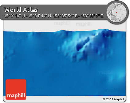 Physical 3D Map of the Area around 15° 17' 31" N, 153° 4' 29" E