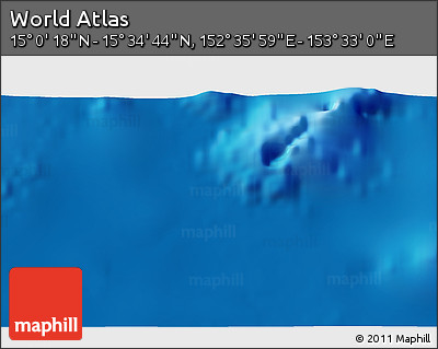 Physical 3D Map of the Area around 15° 17' 31" N, 153° 4' 29" E