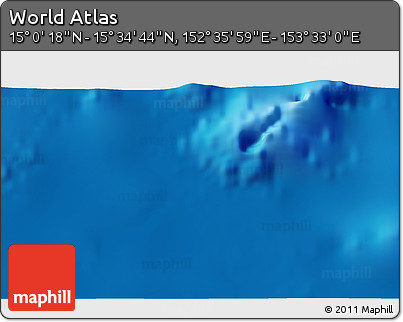 Physical 3D Map of the Area around 15° 17' 31" N, 153° 4' 29" E