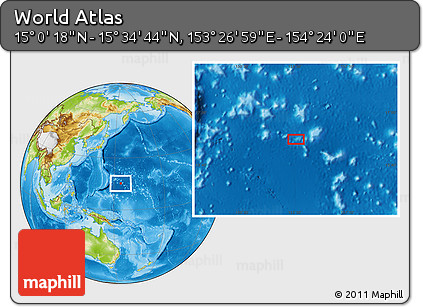 Physical Location Map of the Area around 15° 17' 31" N, 153° 55' 30" E