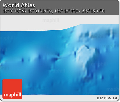 Shaded Relief 3D Map of the Area around 15° 17' 31" N, 154° 46' 30" E