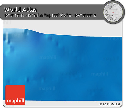 Shaded Relief 3D Map of the Area around 15° 17' 31" N, 155° 37' 30" E