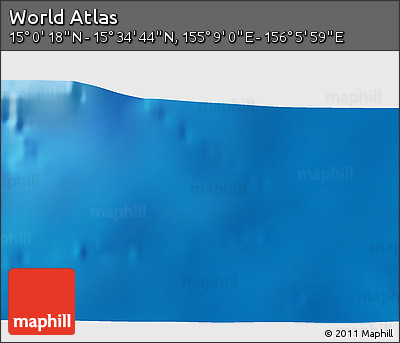 Shaded Relief 3D Map of the Area around 15° 17' 31" N, 155° 37' 30" E