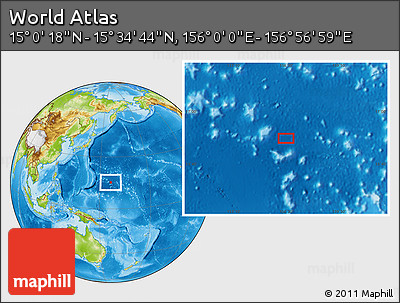 Physical Location Map of the Area around 15° 17' 31" N, 156° 28' 29" E