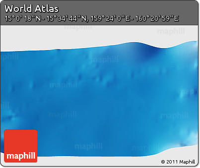 Physical 3D Map of the Area around 15° 17' 31" N, 159° 52' 30" E