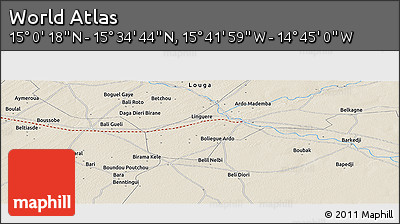 Shaded Relief Panoramic Map of the Area around 15° 17' 31" N, 15° 13' 29" W