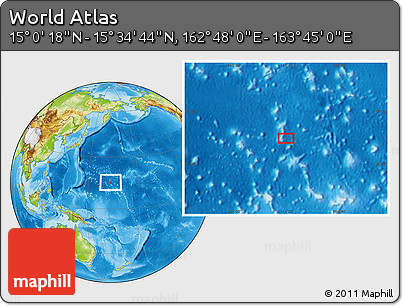 Physical Location Map of the Area around 15° 17' 31" N, 163° 16' 30" E