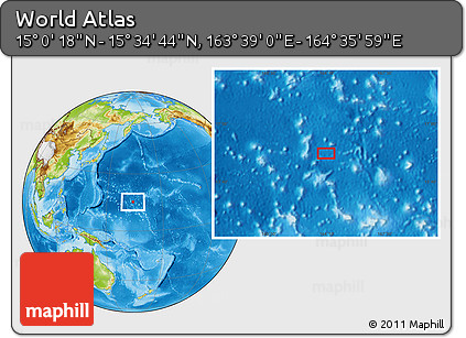 Physical Location Map of the Area around 15° 17' 31" N, 164° 7' 30" E