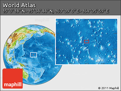 Physical Location Map of the Area around 15° 17' 31" N, 164° 7' 30" E