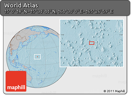 Gray Location Map of the Area around 15° 17' 31" N, 164° 58' 29" E, hill shading