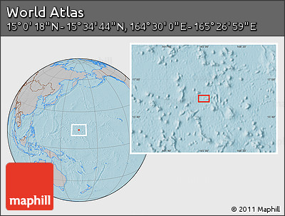 Gray Location Map of the Area around 15° 17' 31" N, 164° 58' 29" E, hill shading