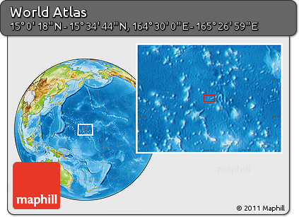 Physical Location Map of the Area around 15° 17' 31" N, 164° 58' 29" E
