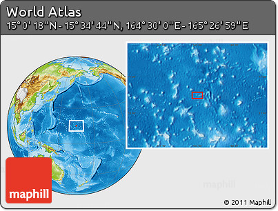 Physical Location Map of the Area around 15° 17' 31" N, 164° 58' 29" E