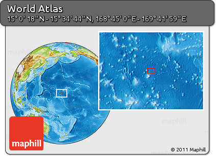 Physical Location Map of the Area around 15° 17' 31" N, 169° 13' 29" E