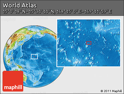 Physical Location Map of the Area around 15° 17' 31" N, 169° 13' 29" E