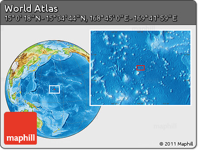 Physical Location Map of the Area around 15° 17' 31" N, 169° 13' 29" E