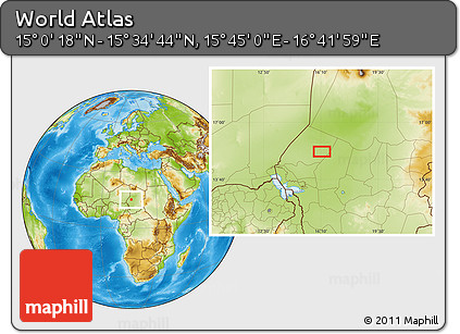 Physical Location Map of the Area around 15° 17' 31" N, 16° 13' 30" E