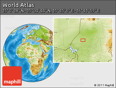 Physical Location Map of the Area around 15° 17' 31" N, 16° 13' 30" E