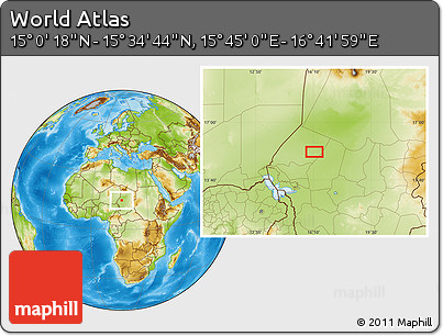 Physical Location Map of the Area around 15° 17' 31" N, 16° 13' 30" E