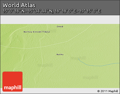 Physical 3D Map of the Area around 15° 17' 31" N, 18° 46' 29" E