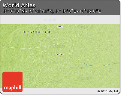 Physical 3D Map of the Area around 15° 17' 31" N, 18° 46' 29" E