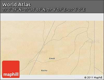 Satellite 3D Map of the Area around 15° 17' 31" N, 19° 37' 30" E