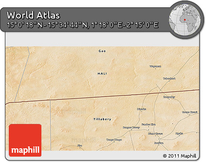 Satellite 3D Map of the Area around 15° 17' 31" N, 1° 46' 29" E