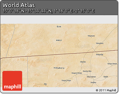 Satellite 3D Map of the Area around 15° 17' 31" N, 1° 46' 29" E